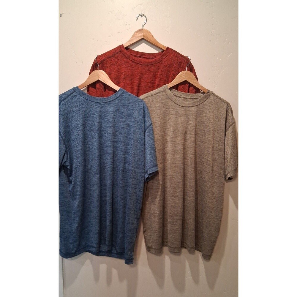 LOT OF 3: Blue Mountain Men's XL Red Tan Blue Athletic Short Sleeve T-Shirt